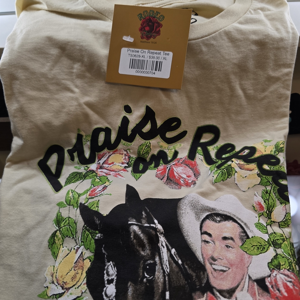 Rodeo Quincy Easter Praise On Repeat Short Sleeve Tee - Cream